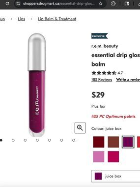 5/$60: r.e.m. beauty Essential Drip Glossy Balm Juice Box 4.7mL BNIB